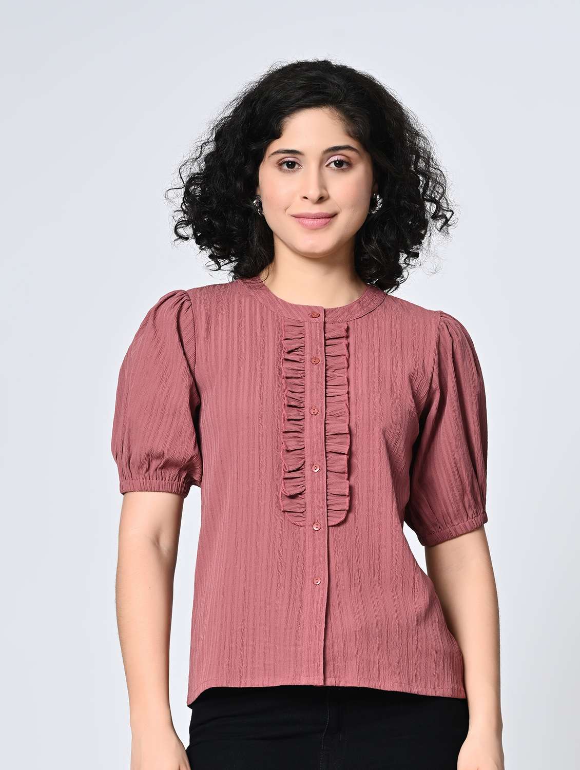 women solids pink polyester regular top