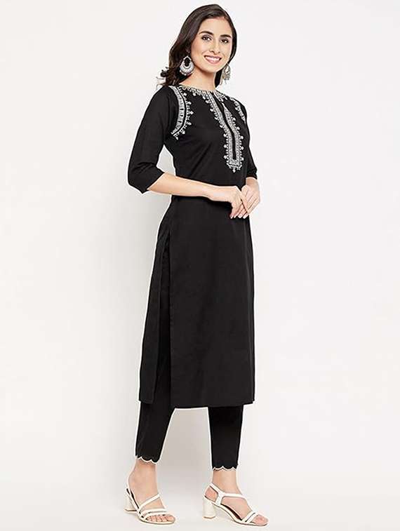 women black cotton blend top and trouser set - 22467630 -  Standard Image - 2