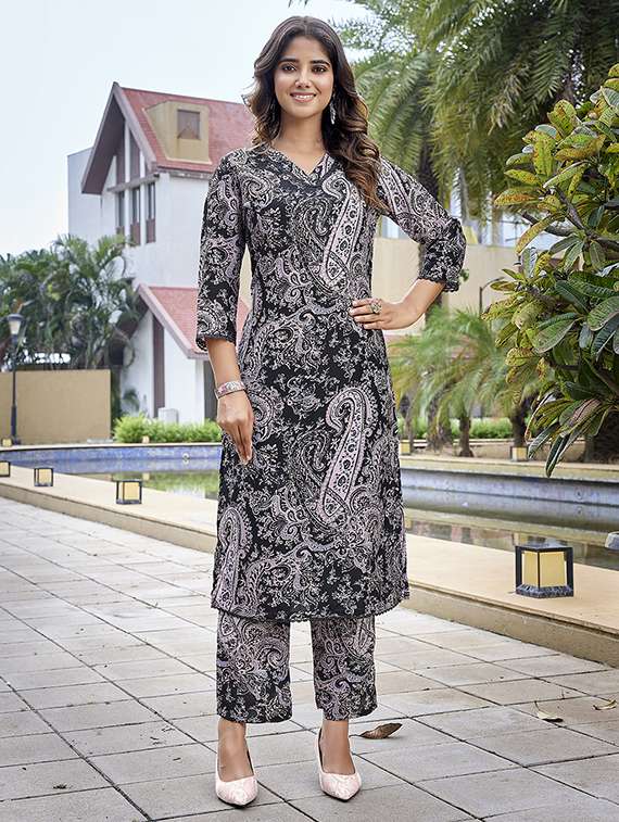 women black cotton blend top and trouser co-ord set - 22467638 -  Standard Image - 2