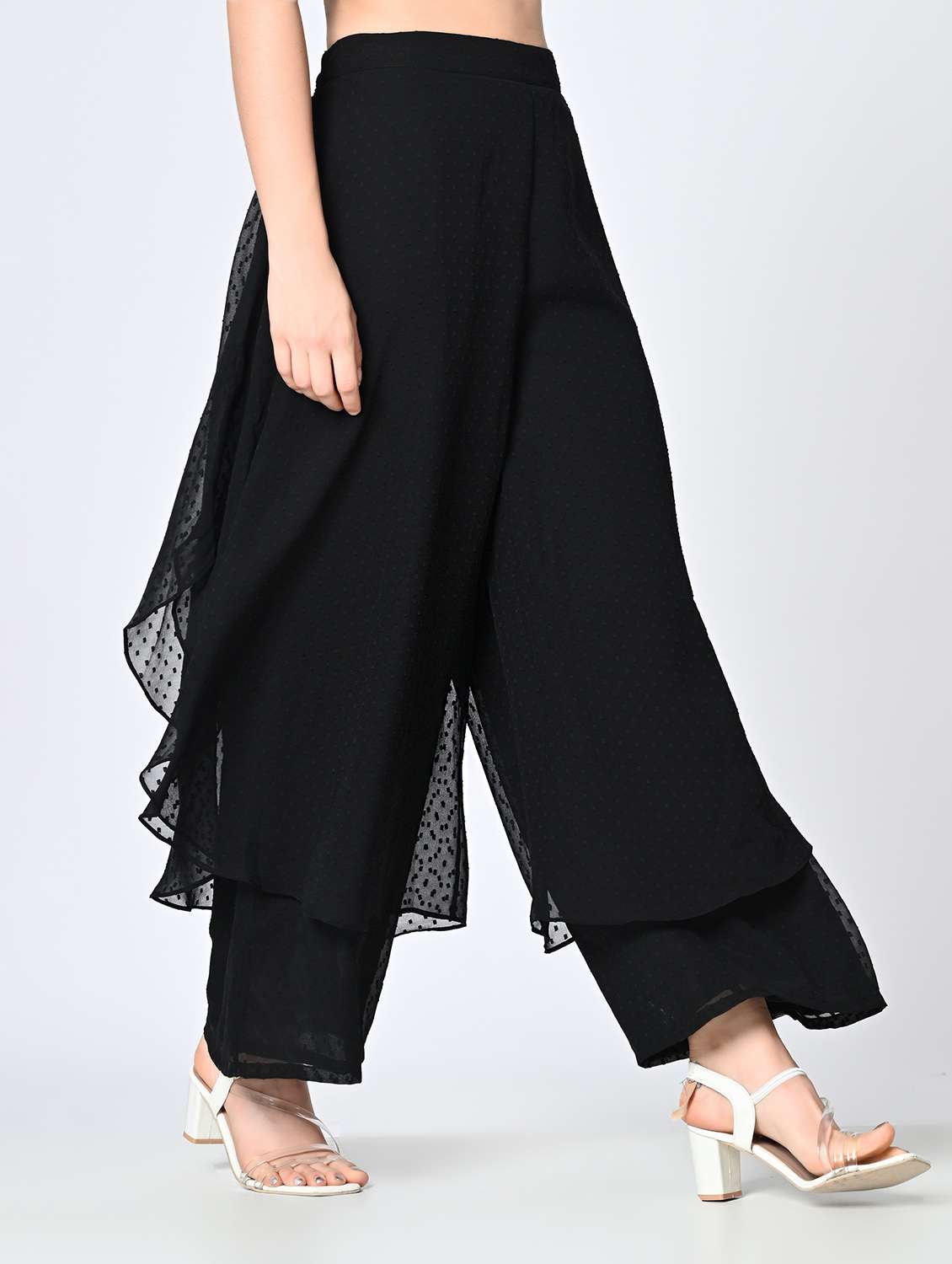 women black georgette palazzo - 22467648 -  Standard Image - 2