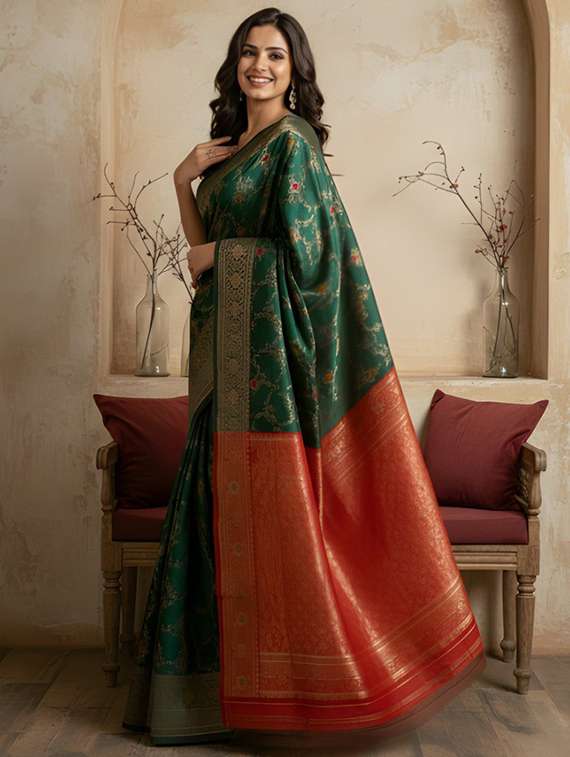 Women Self Designed Saree With Attached Blouse With Blouse - 22467653 -  Standard Image - 2
