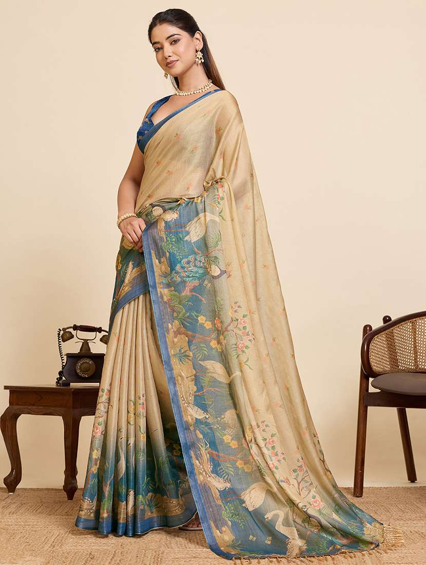 Women Colored Printed Saree With Blouse - 22467669 -  Standard Image - 2