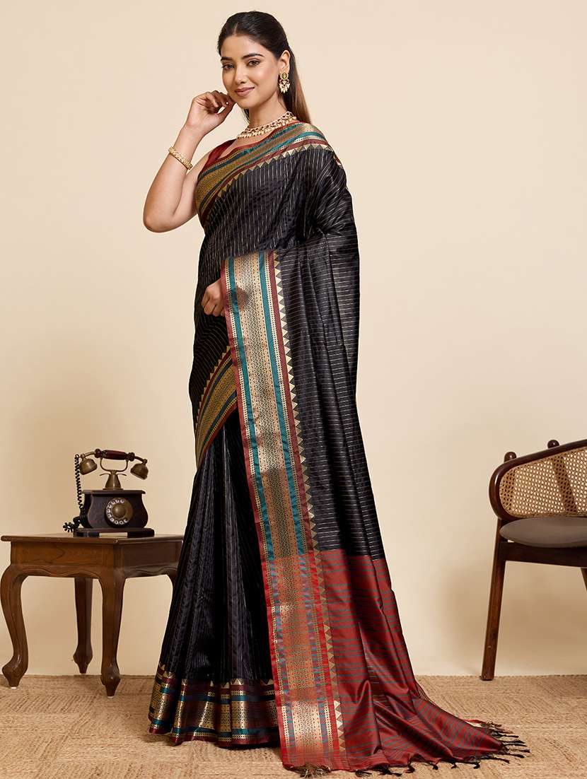 women black embellished saree with blouse - 22467673 -  Standard Image - 2