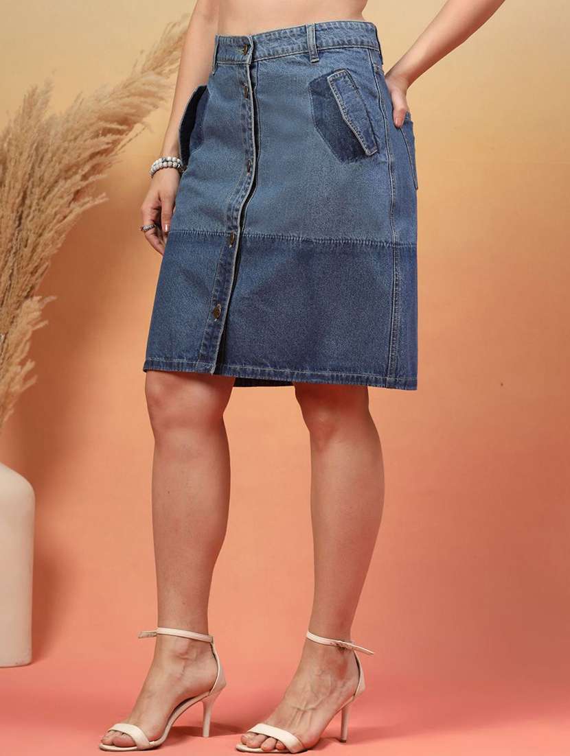 Women Blue Denim A-line Skirt - 22467714 -  Standard Image - 2
