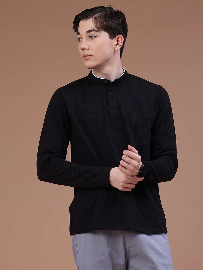 Men Textured Long Sleeve Regular Fit T-shirt - 22467815 -  Standard Image - 2