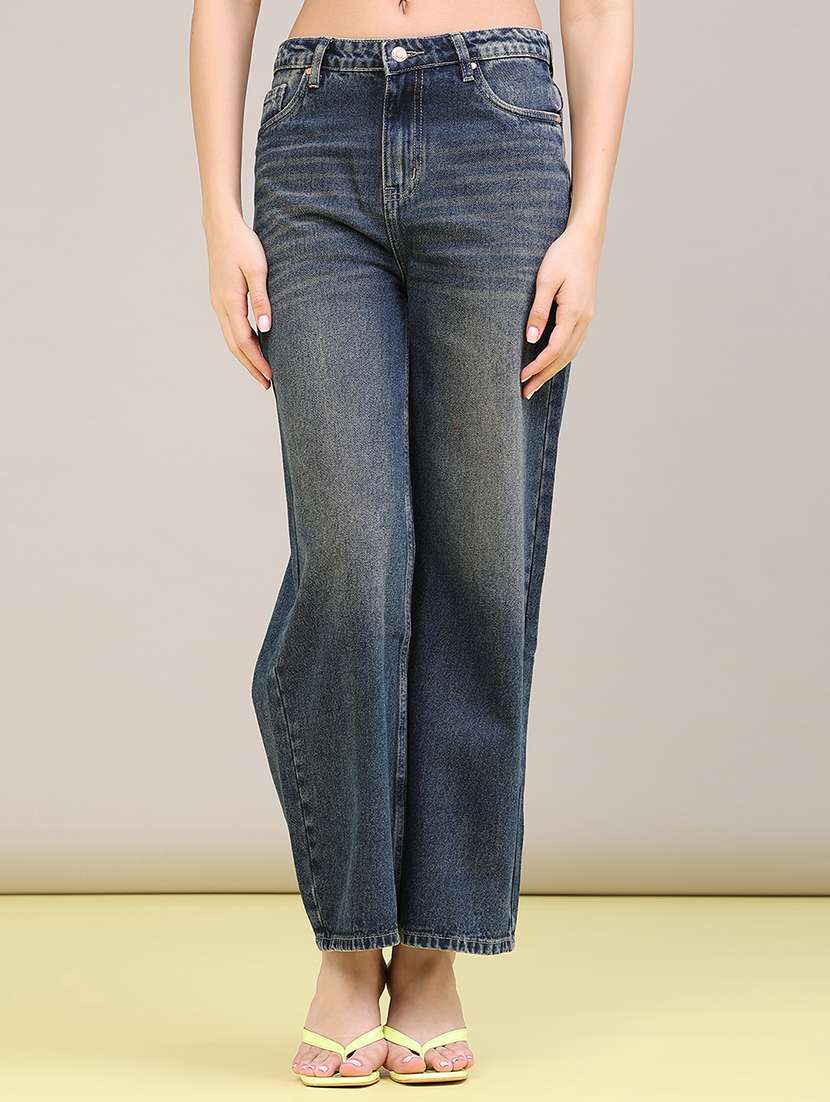 women washed mid rise straight jeans - 22467859 -  Standard Image - 2