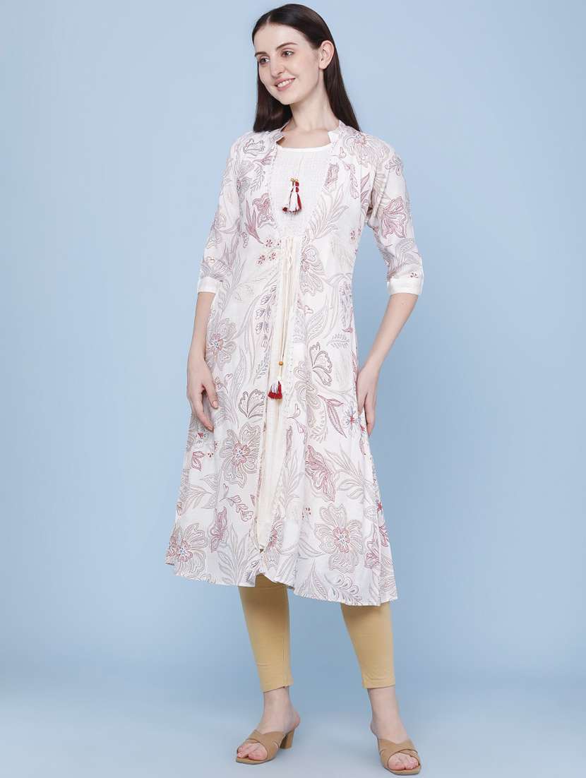 women printed three quarter sleeve kurta - 22467966 -  Standard Image - 2