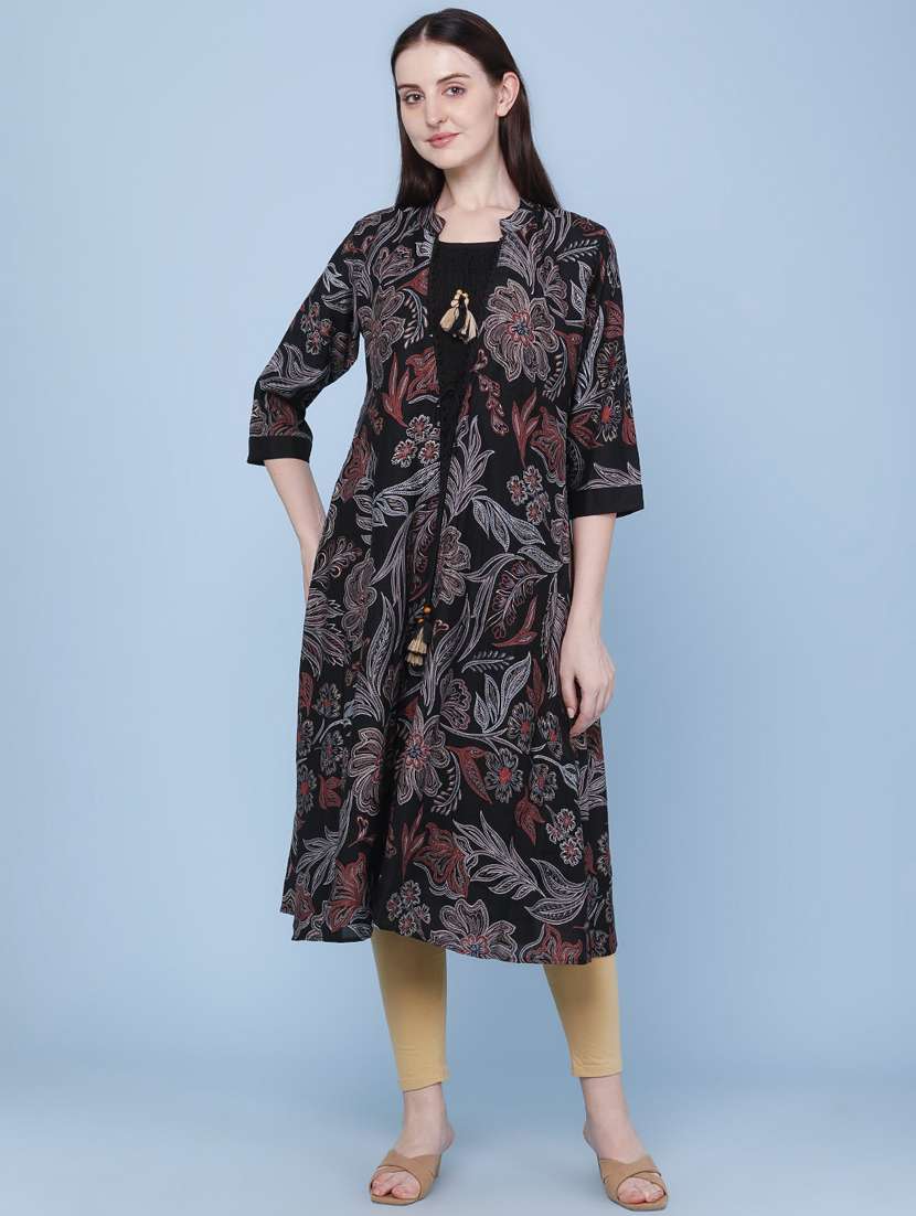 women printed three quarter sleeve kurta - 22467967 -  Standard Image - 2