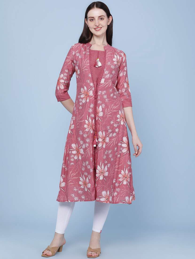 women printed three quarter sleeve kurta - 22467970 -  Standard Image - 2