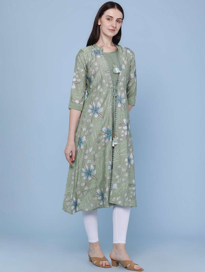 women printed three quarter sleeve kurta - 22467971 -  Standard Image - 2