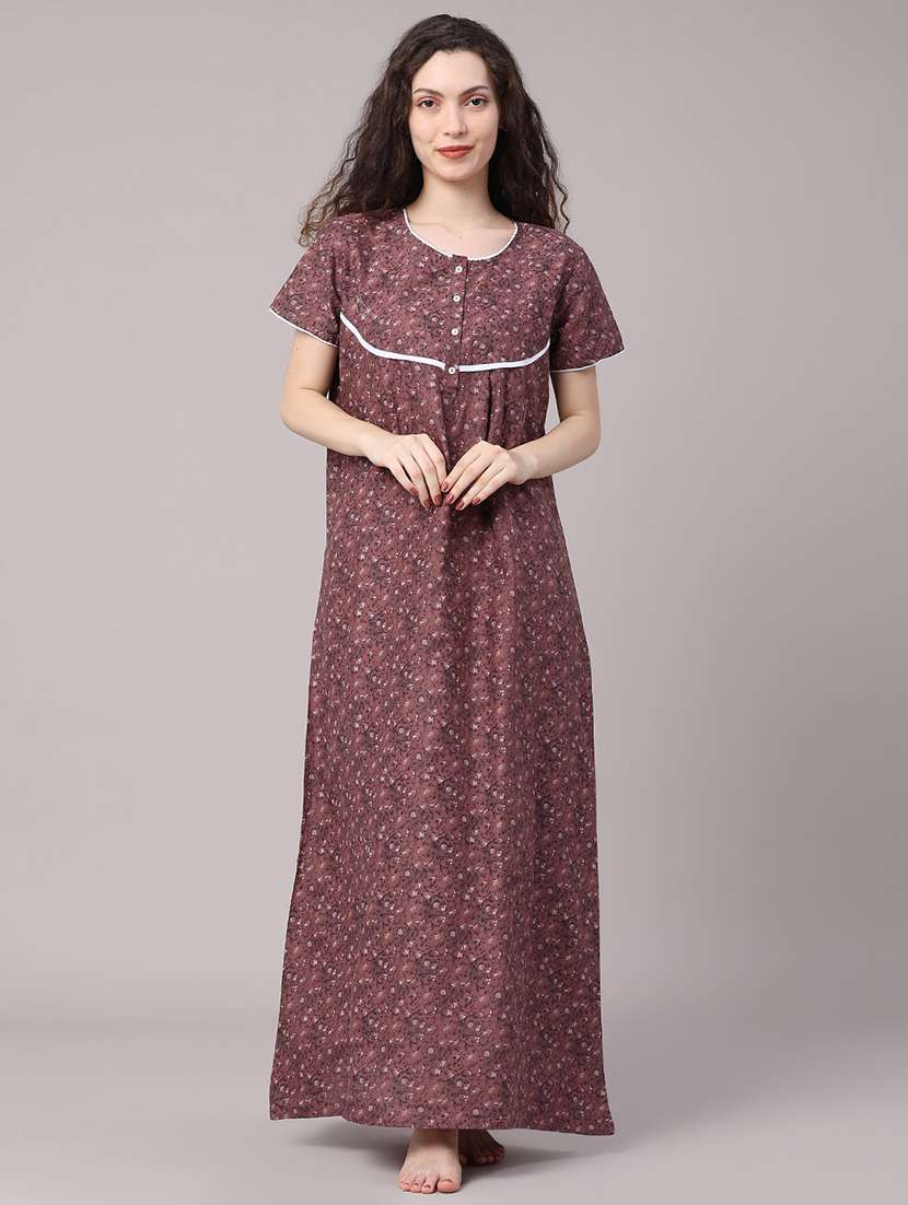 women printed round neck nighty - 22468023 -  Standard Image - 2