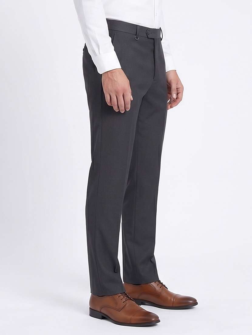Men Solid Mid Rise Flat Front Formal Trouser - 22468057 -  Standard Image - 2