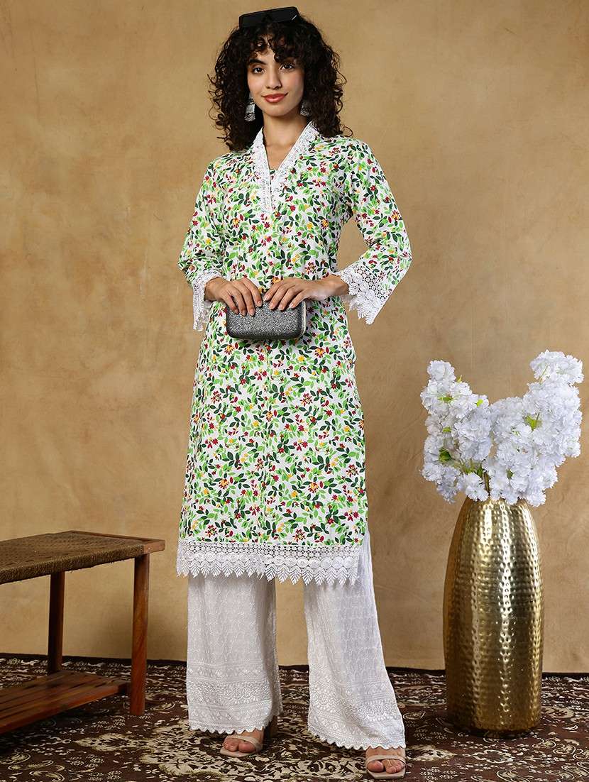 women pink cotton straight kurta