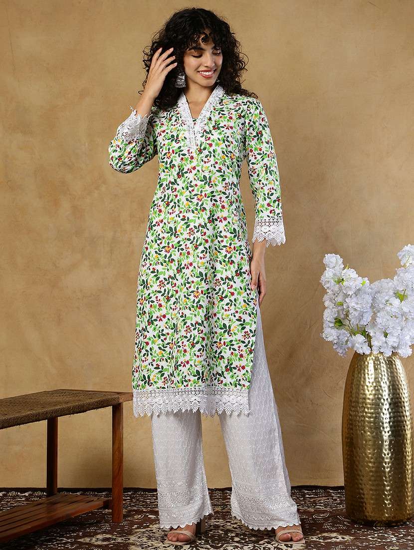 women pink cotton straight kurta - 22468150 -  Standard Image - 2