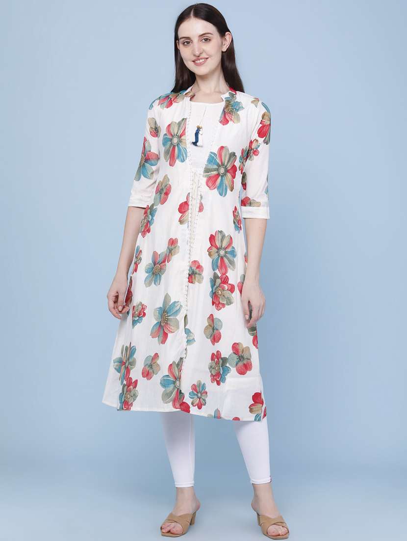 women printed three quarter sleeve kurta - 22468197 -  Standard Image - 2