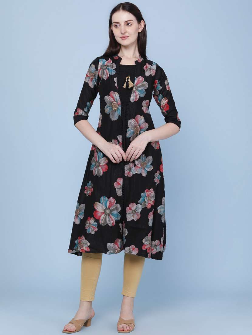 women printed three quarter sleeve kurta - 22468199 -  Standard Image - 2