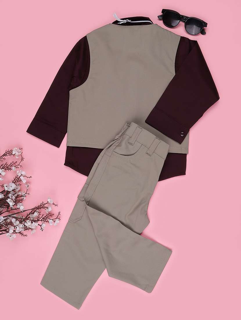 Boys Solid Long Sleeves Shirt And Trouser Set - 22468229 -  Standard Image - 2