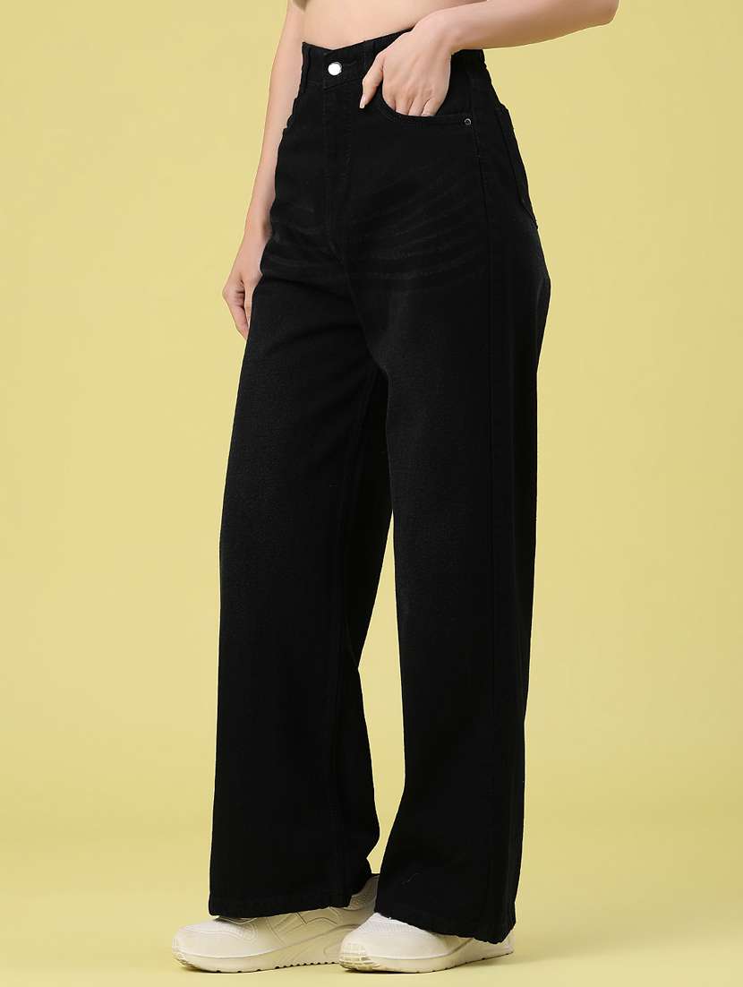 women solid high rise wide leg jeans - 22468337 -  Standard Image - 2