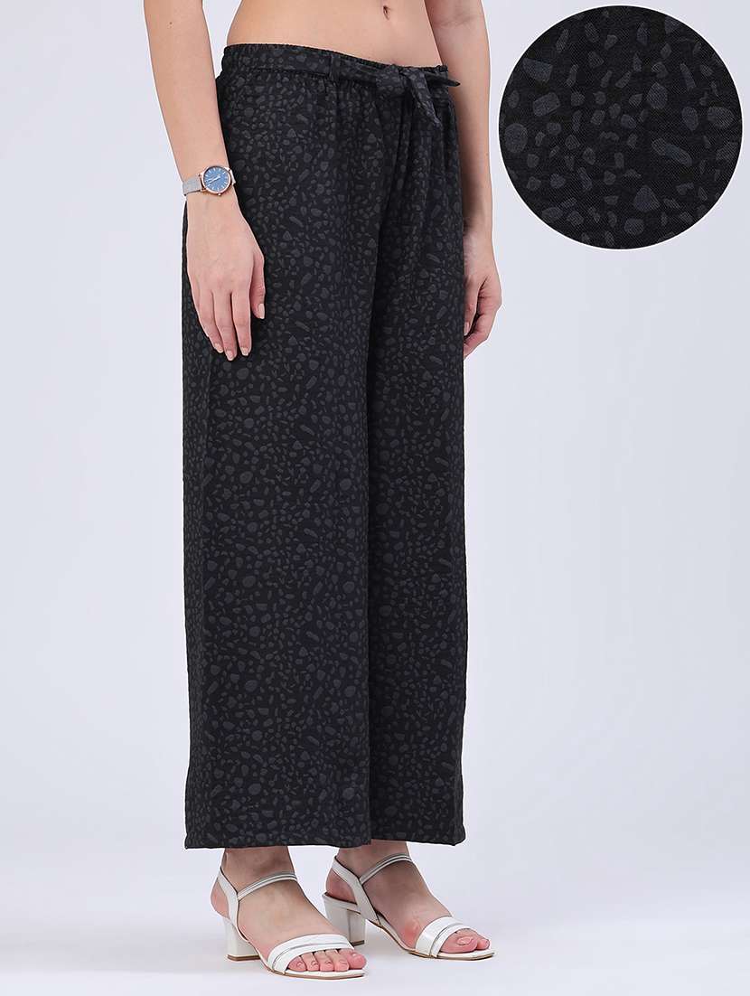 women printed mid rise wide leg trouser - 22468440 -  Standard Image - 2