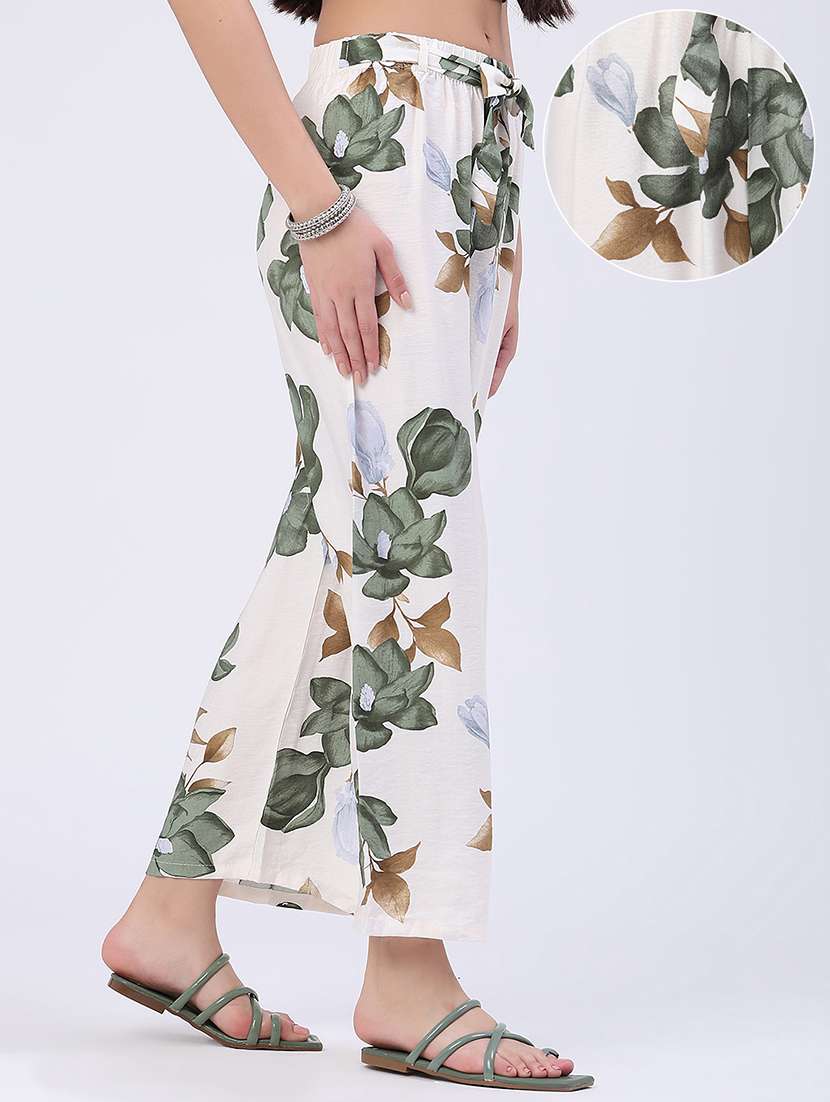 women printed mid rise wide leg trouser - 22468441 -  Standard Image - 2