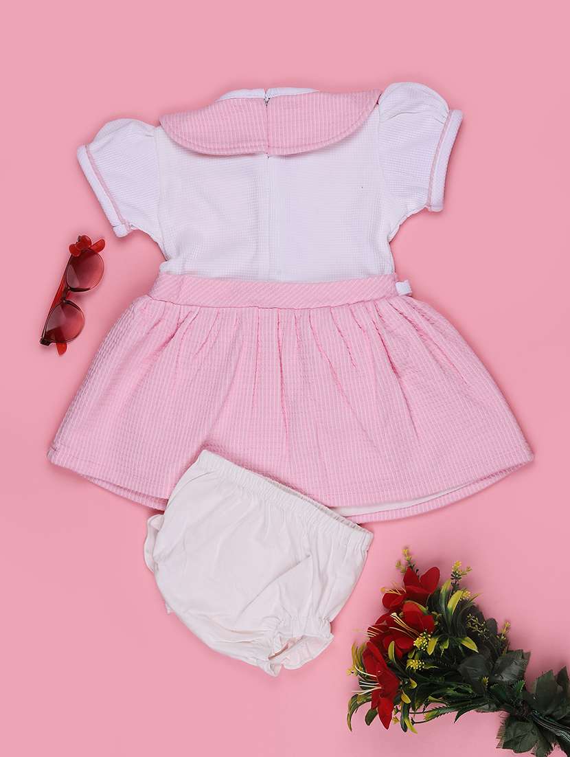girls colourblocked short sleeves frock with bloomer - 22468449 -  Standard Image - 2
