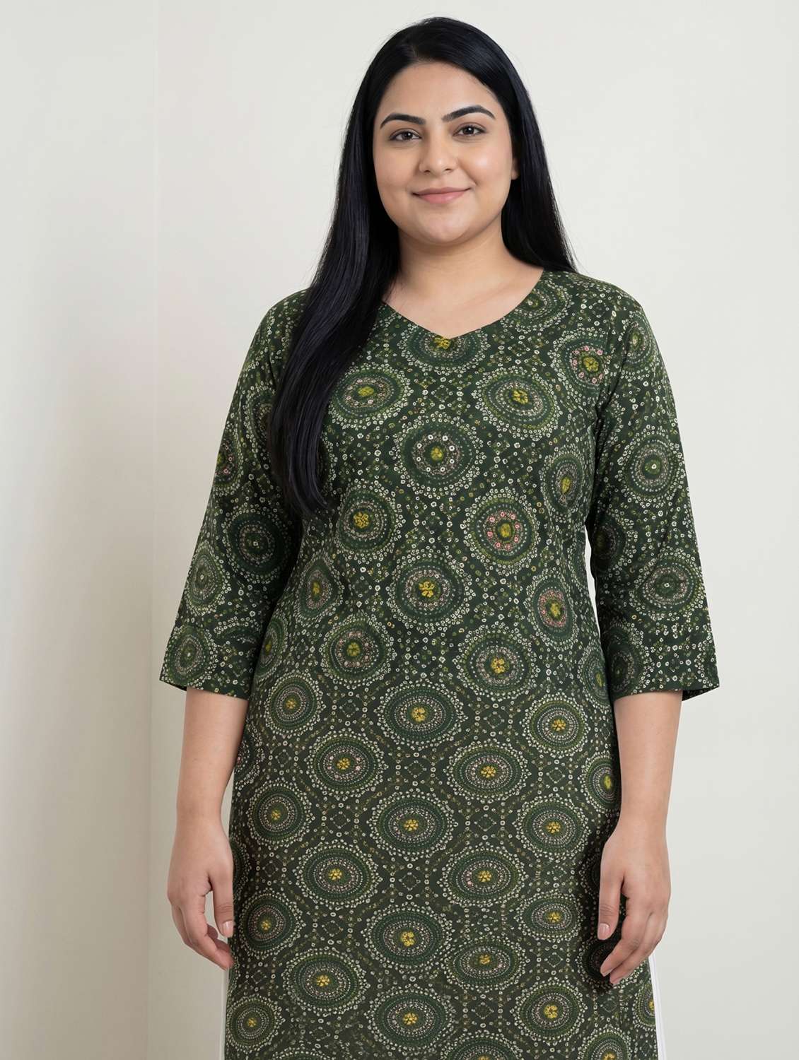 Women Green Viscose Straight Kurta - 22468502 -  Standard Image - 2