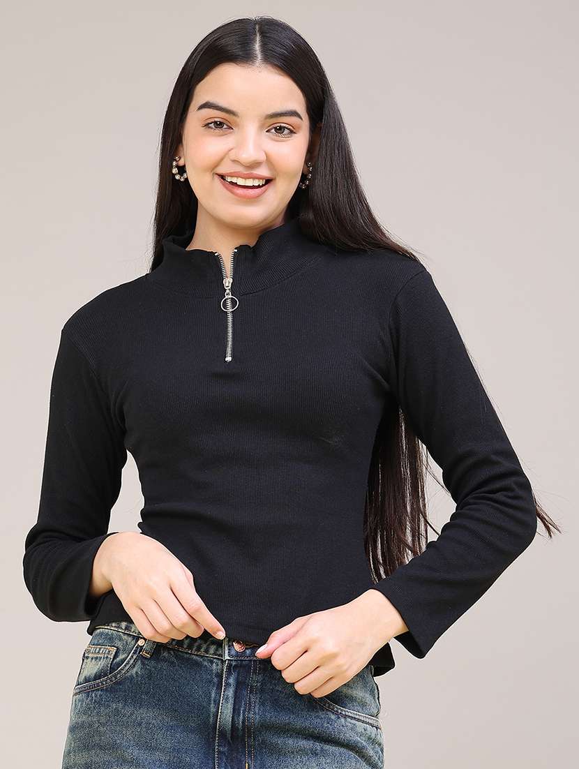 wome solid long sleeves regular top - 22468532 -  Standard Image - 2
