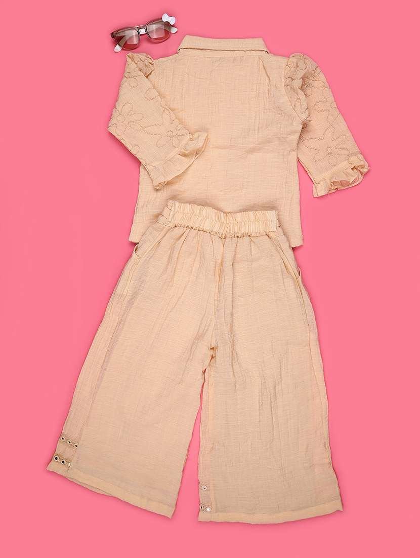 girls embroidered long sleeves shirt and trouser co-ord set - 22468597 -  Standard Image - 2