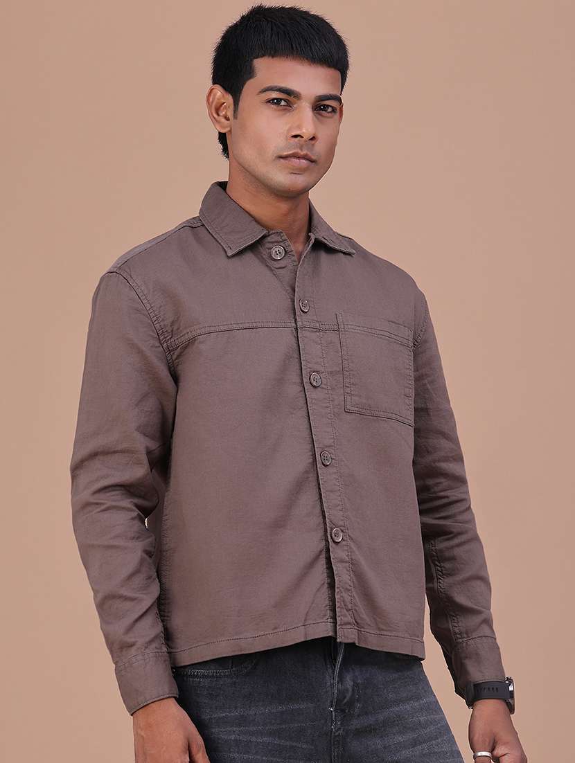 Men Solid Long Sleeve Regular Fit Casual Shirt - 22468789 -  Standard Image - 2