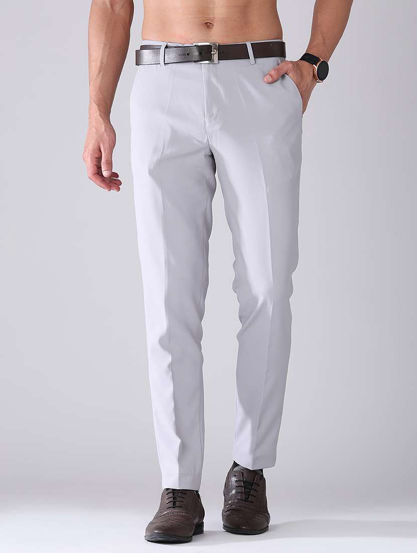 men solid mid rise flat front formal trouser - 22468842 -  Standard Image - 2