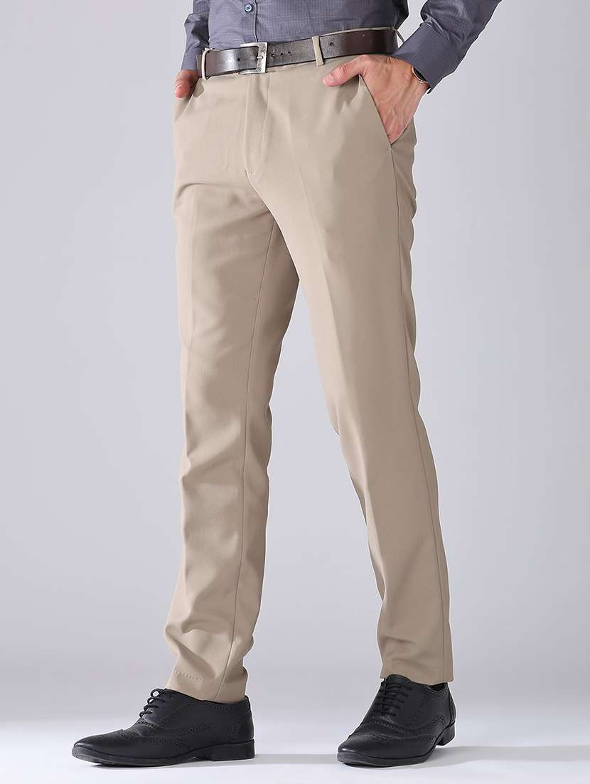 men solid mid rise flat front formal trouser - 22468844 -  Standard Image - 2