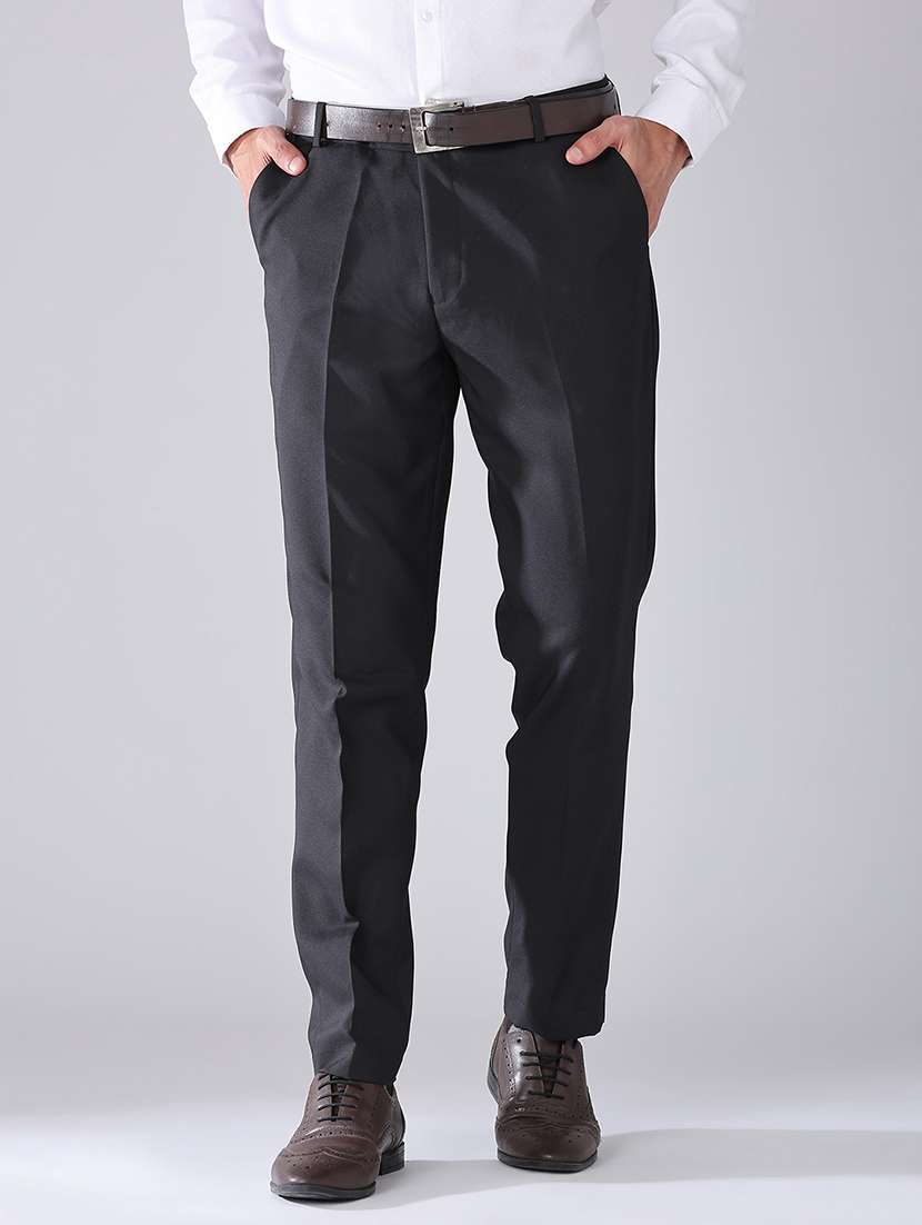 men solid mid rise flat front formal trouser - 22468849 -  Standard Image - 2