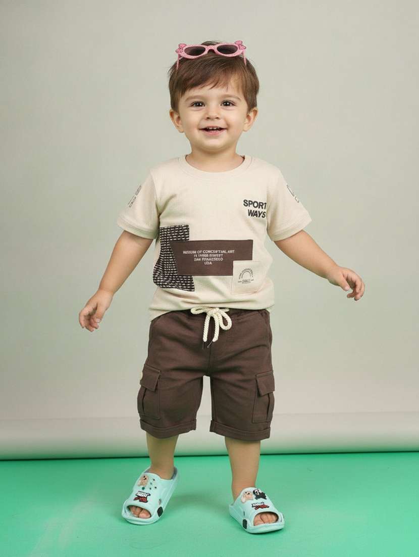 boys printed short sleeves t-shirt and shorts set