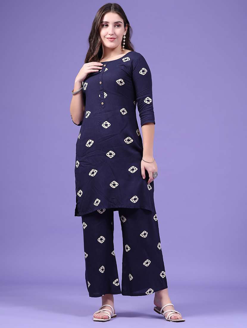 women printed three quarter sleeve ethnic co-ord set - 22468957 -  Standard Image - 2