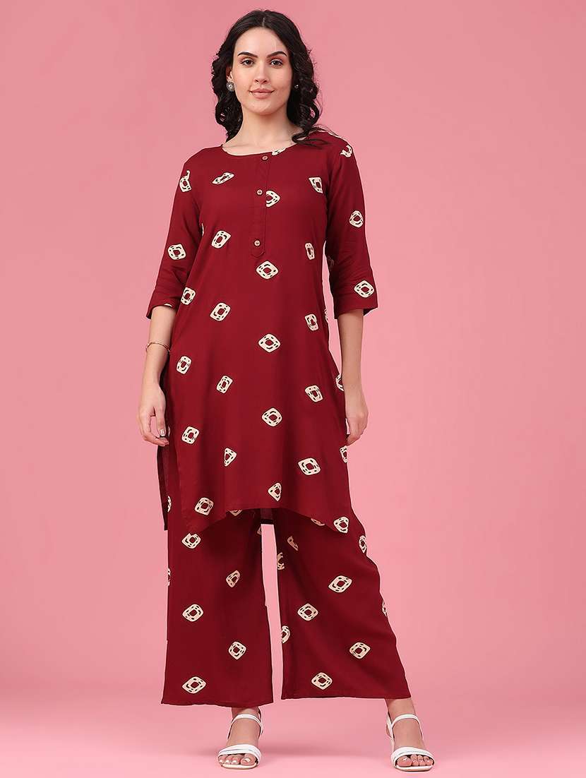 Women Printed Three Quarter Sleeve Ethnic Co-ord Set - 22468966 -  Standard Image - 2