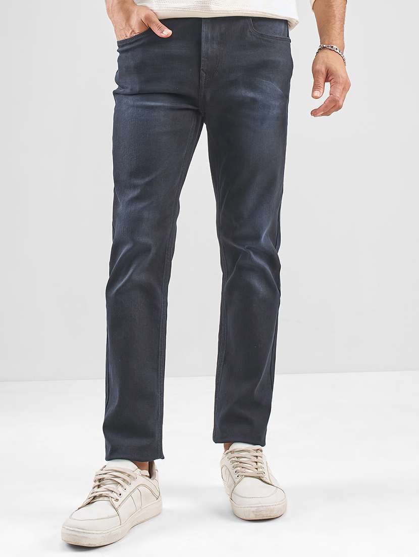 men solid mid rise slim fit jean