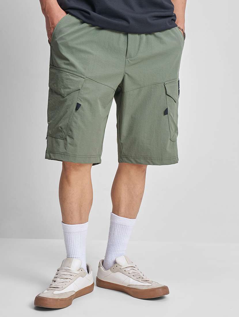 men olive cotton s short