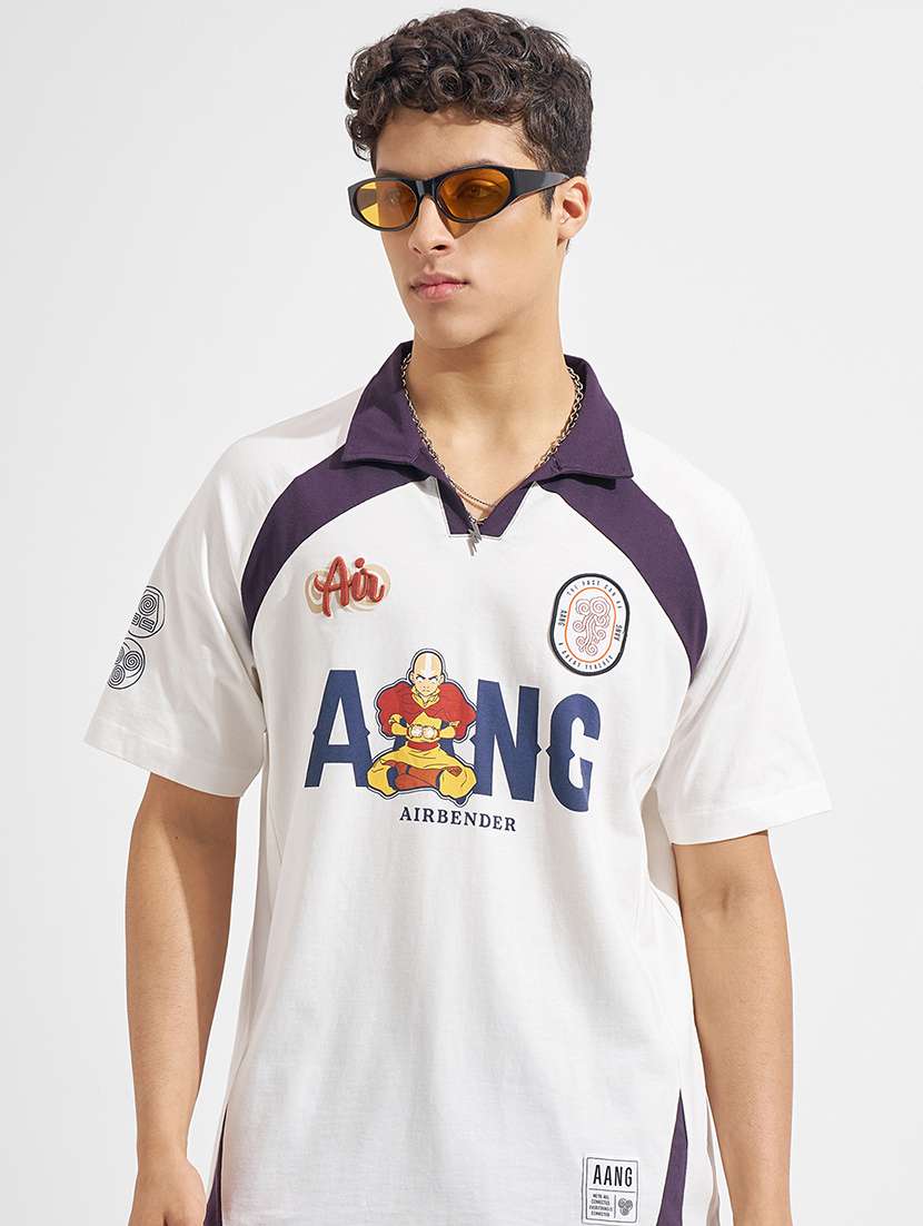 men printed polo neck t-shirt
