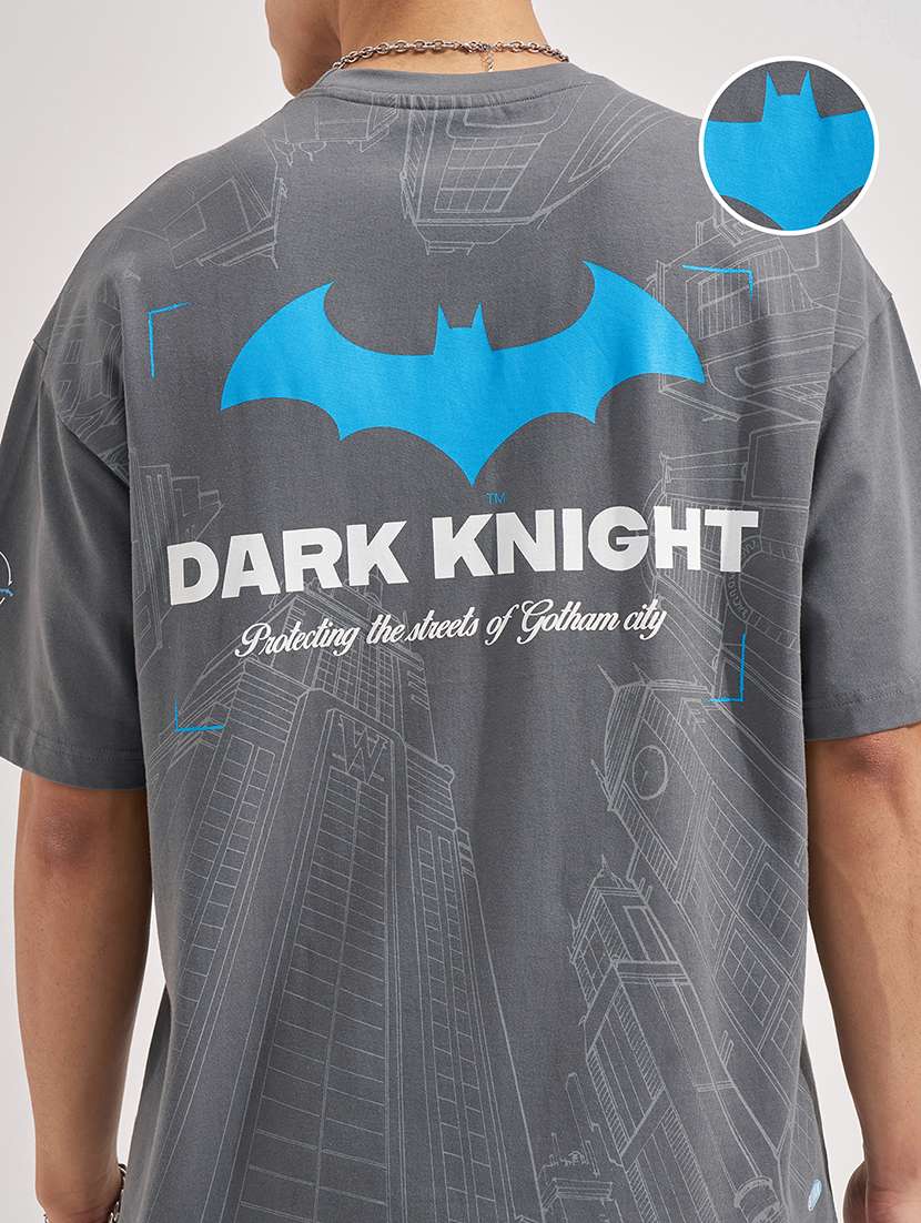 men grey graphic print cotton round neck oversized t-shirt - 22469258 -  Standard Image - 2