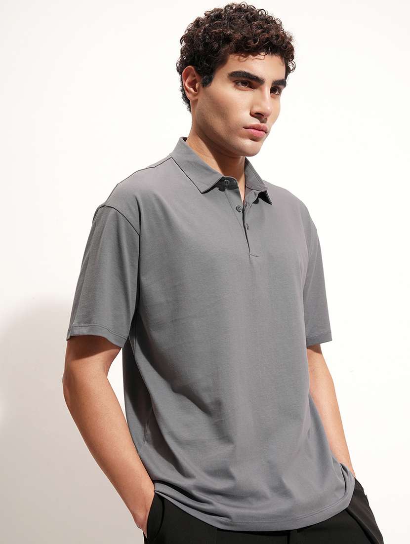 men grey cotton plain t-shirt - 22469371 -  Standard Image - 2