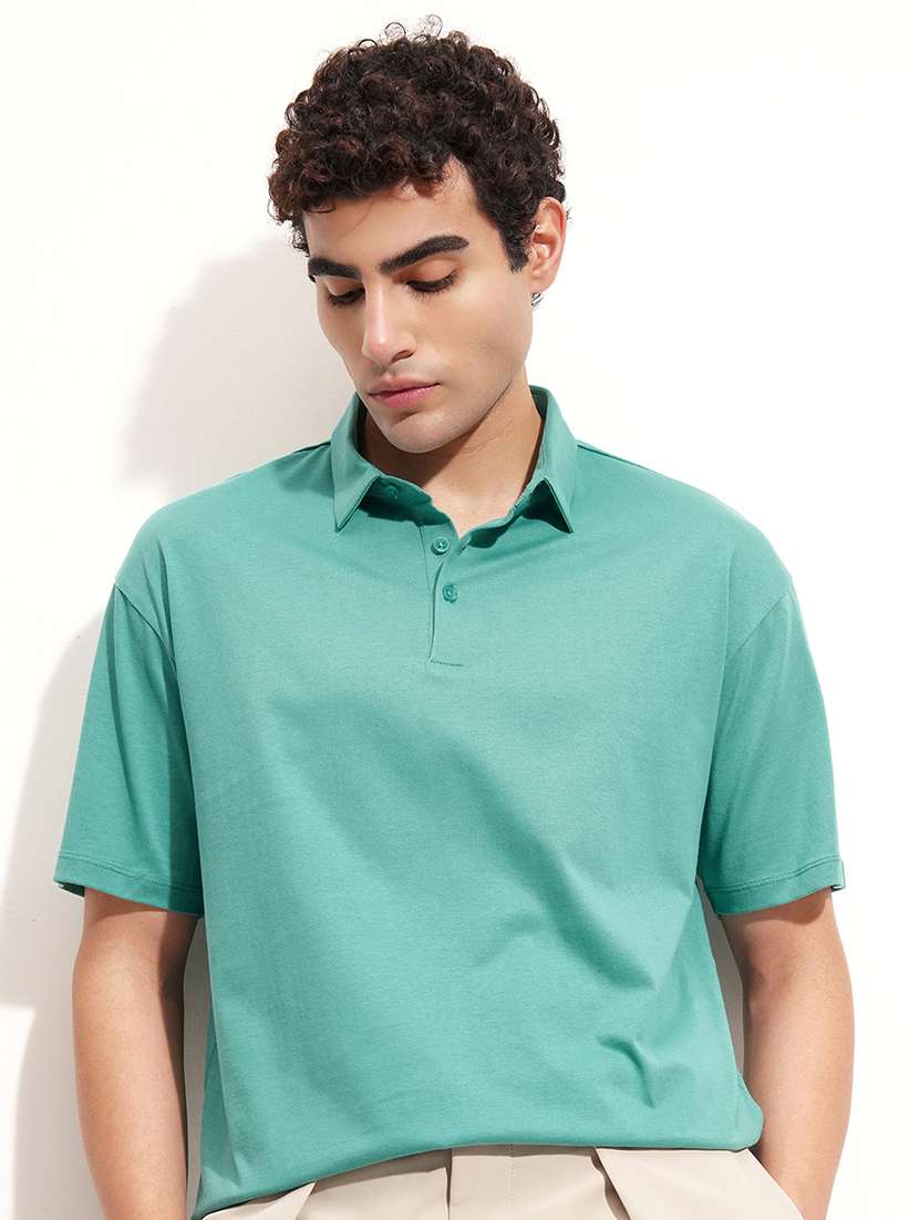 men green cotton blend t-shirt for men