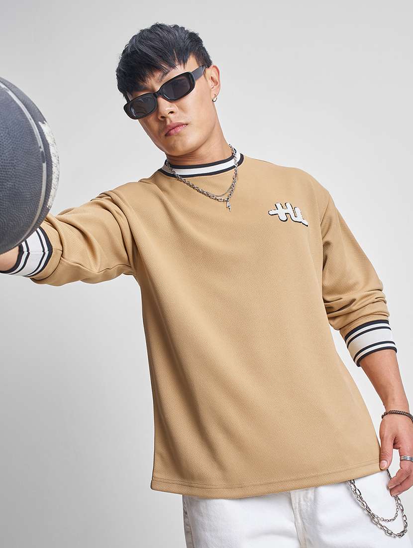 men beige polyester plain t-shirt - 22469389 -  Standard Image - 2