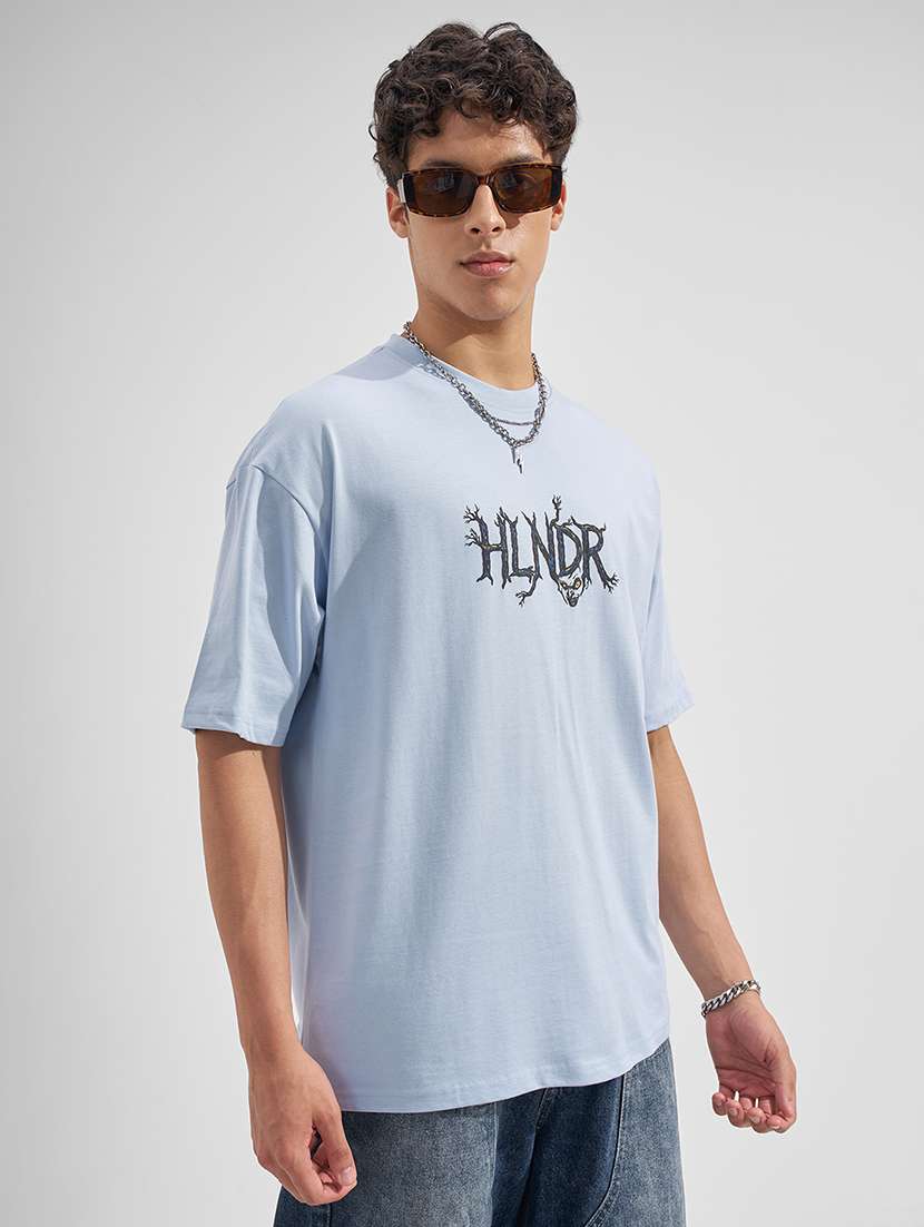 men blue print cotton blend t-shirt - 22469445 -  Standard Image - 2