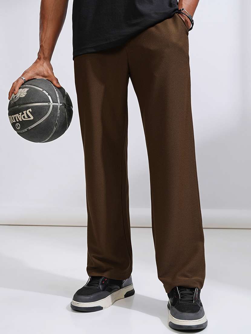 men solid mid rise full length track pant - 22469462 -  Standard Image - 2