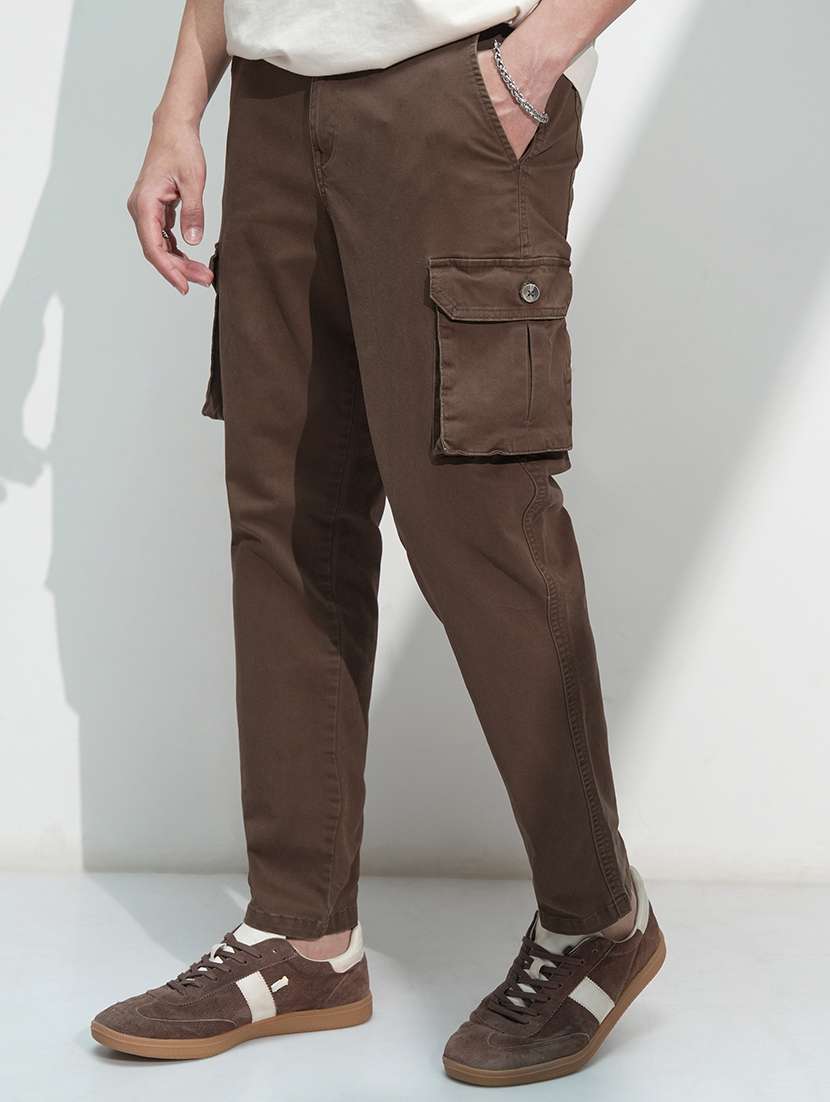 men solid mid rise regular fit cargo  - 22469478 -  Standard Image - 2