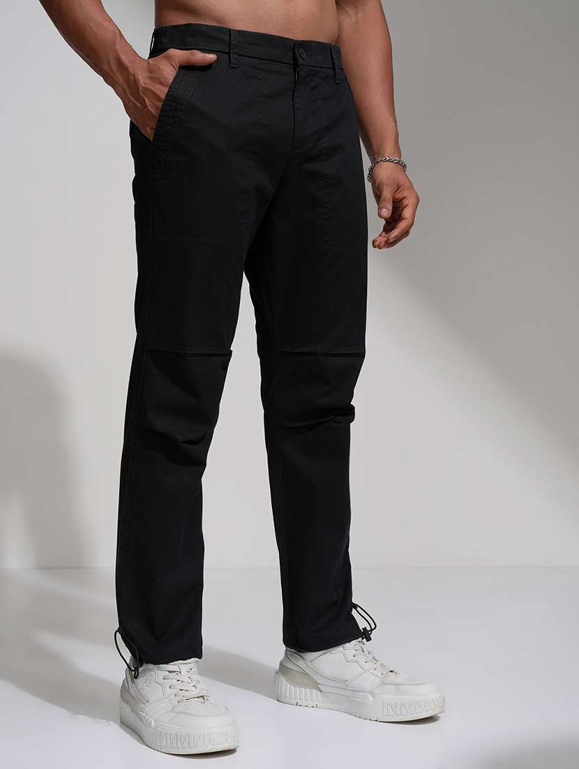 Men Black Cotton Casual Trouser - 22469479 -  Standard Image - 2