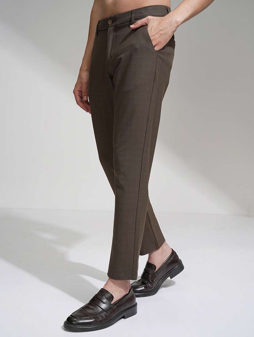 men checkered mid rise flat front formal trouser - 22469483 -  Standard Image - 2
