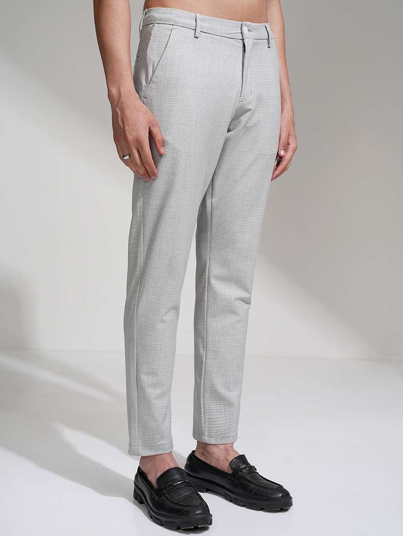 men checkered mid rise flat front formal trouser - 22469487 -  Standard Image - 2