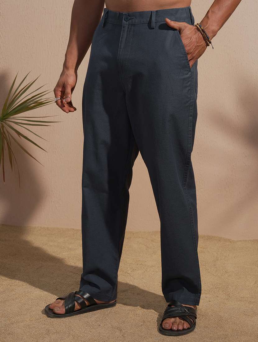 men casual cotton trouser solid regular fit - 22469495 -  Standard Image - 2