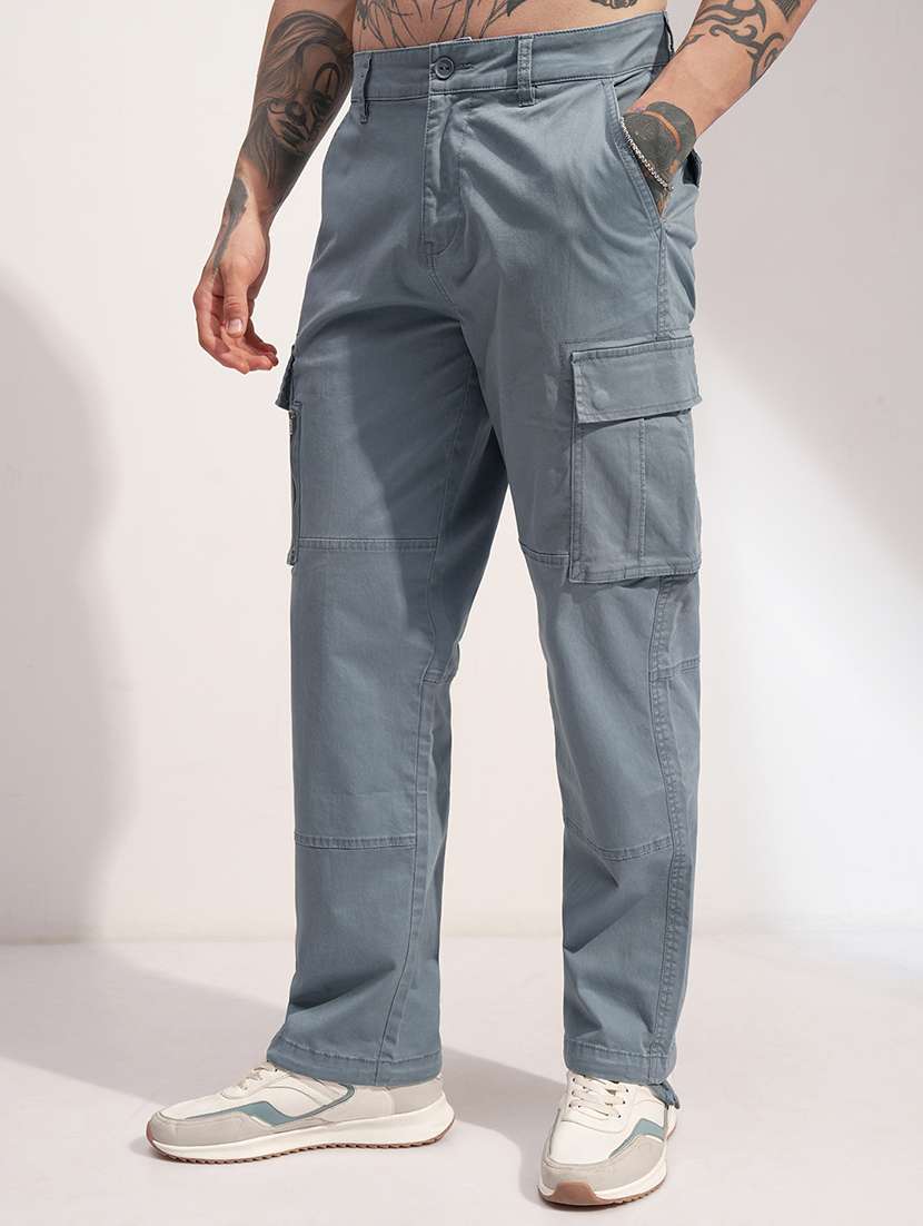 men solid cotton cargo trousers for men - 22469505 -  Standard Image - 2